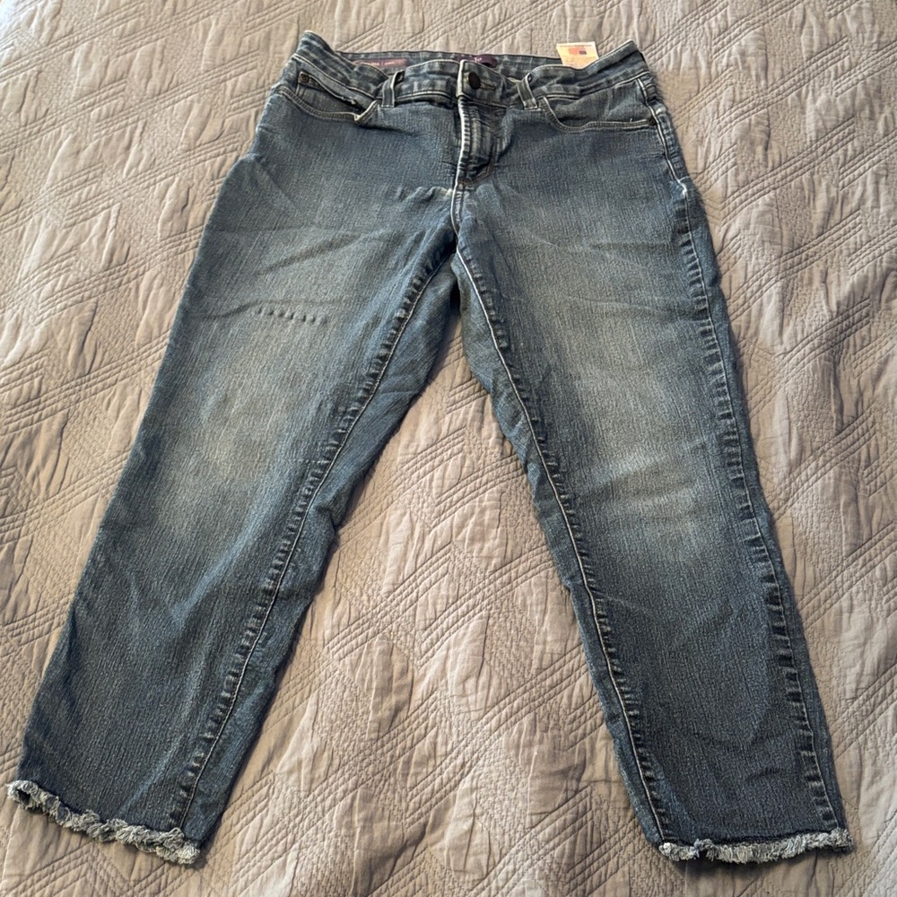 NYDJ Frayed Hem Blue Cropped Jeans